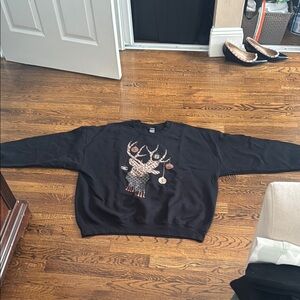 Black Reindeer Sweater - 2XL